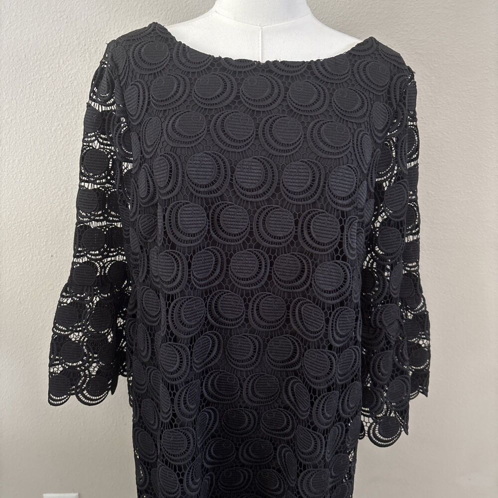 RSVP By Talbots, Women's Black Lace Sheath Dress 3/4 Sleeves Cocktail Size 12.